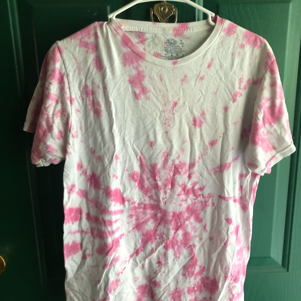 Pink and white tie dye t - shirt. Handmade